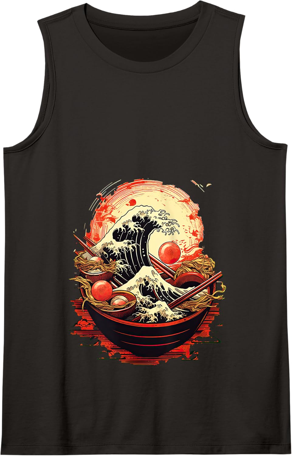 Great Ramen wave vintage japanese style Tank Top - Black