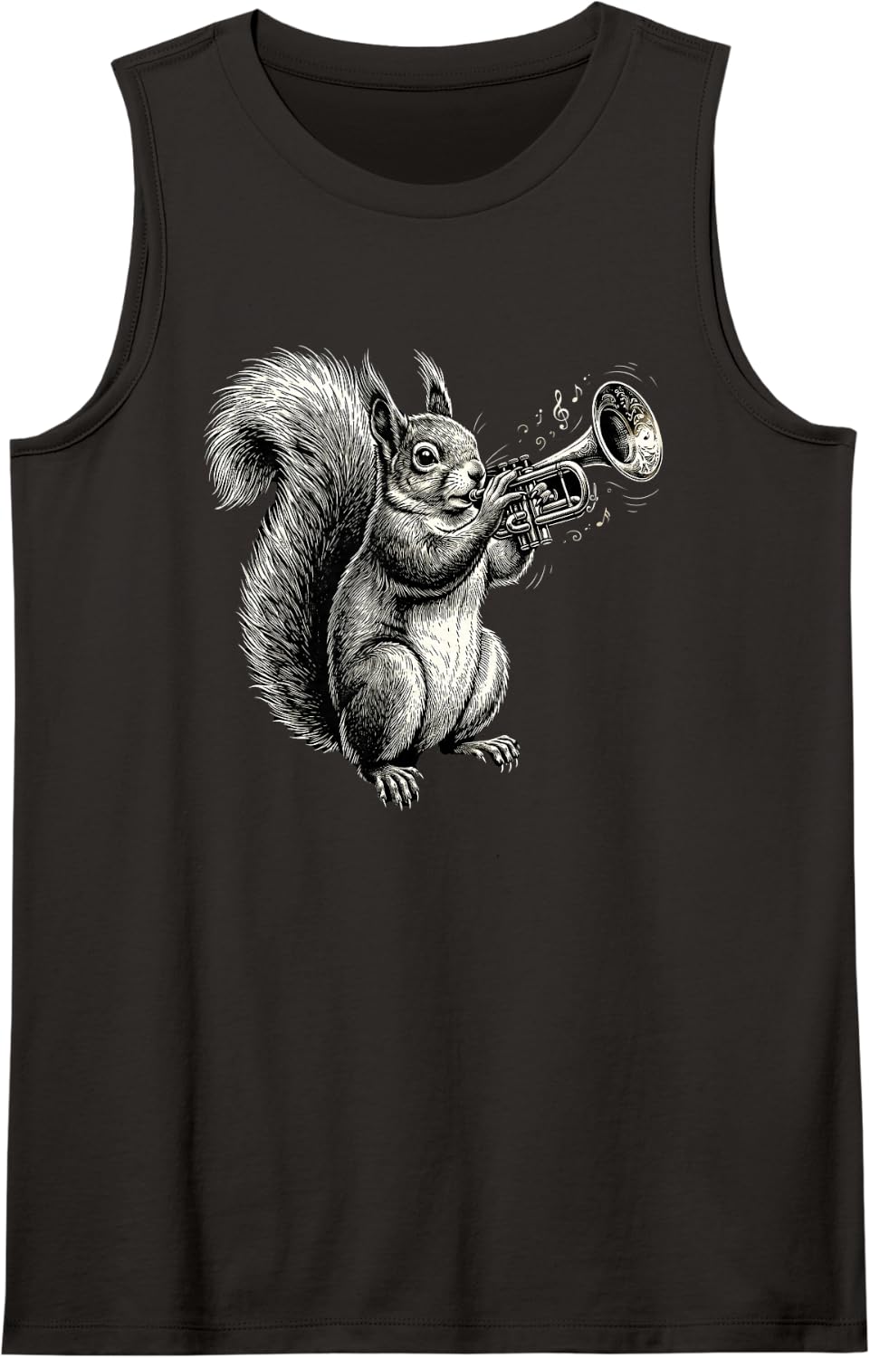 Squirrel Playing Trumpet Player Musician Trumpeter Music Tank Top - Black