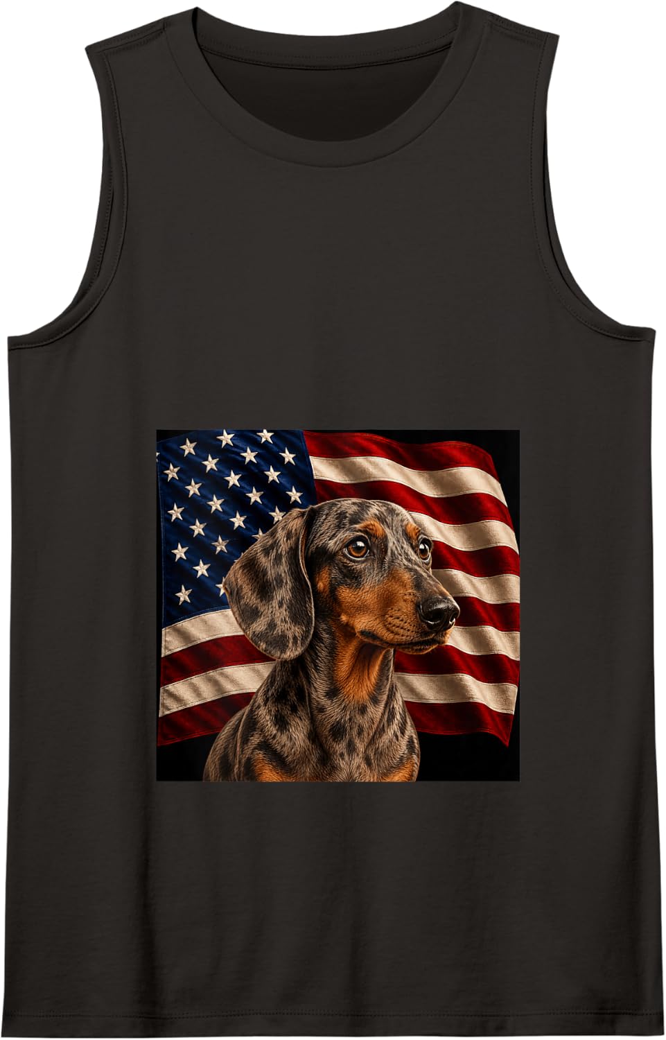 Dapple Dachshund Dog Patriotic 4th July USA Flag Dachshund Tank Top - Black