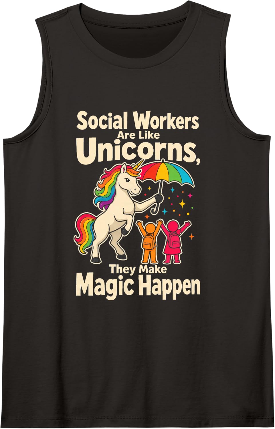 School Social Worker Like Unicorns They Make Magic Happen Sleeveless Tank Top - Black