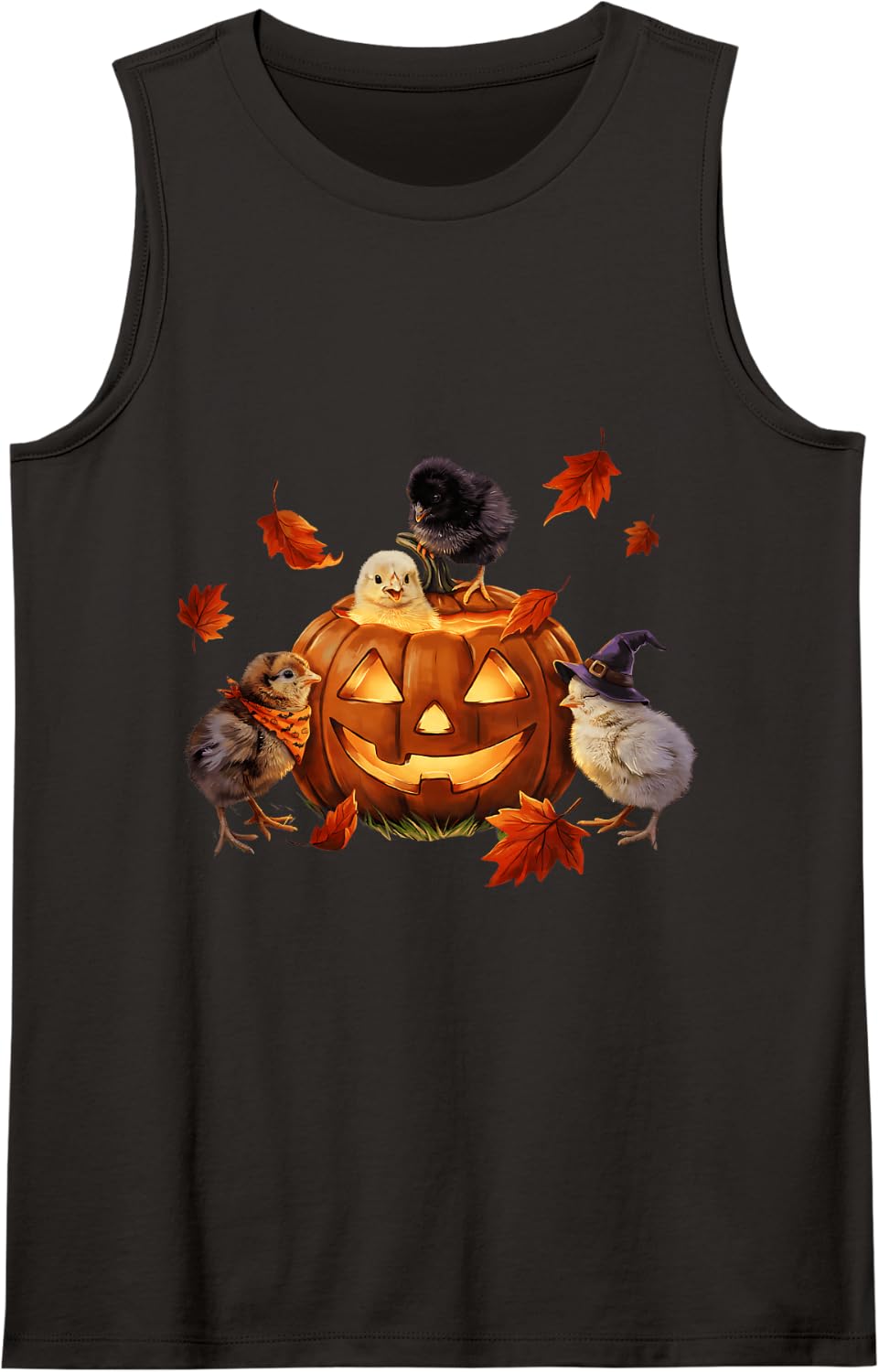 Halloween Chicken Costume Pumpkin Spooky Season Tank Top - Black