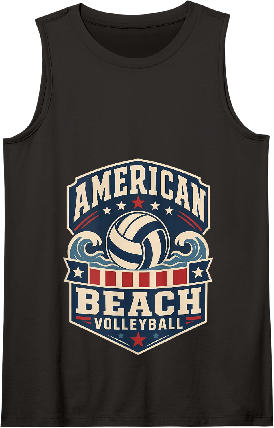 Beach Volleyball Retro Red White and Blue Tank Top - Black
