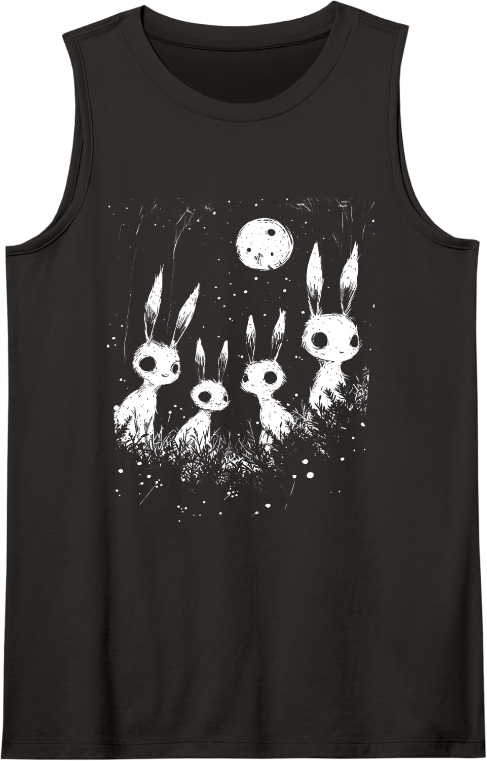 Creepy Cute Bunny Rabbits Alt Goth Grunge Horror Aesthetic Sleeveless Tank Top - Black