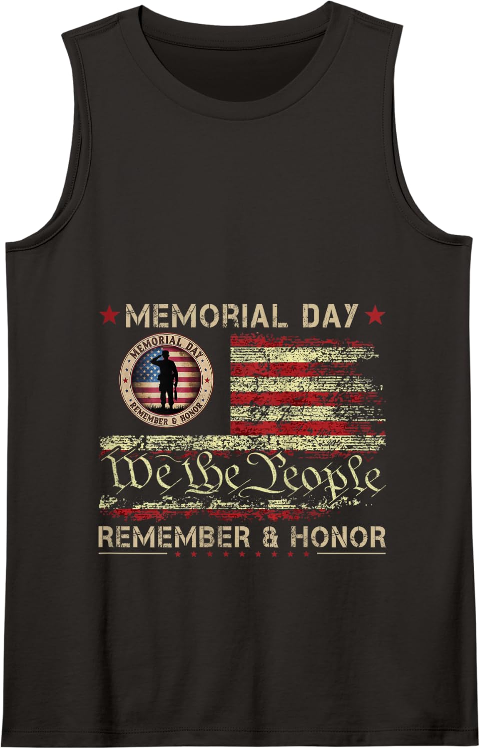 Veterans Day 2026 USA Memorial Day Red Poppy Flower Military Tank Top - Black