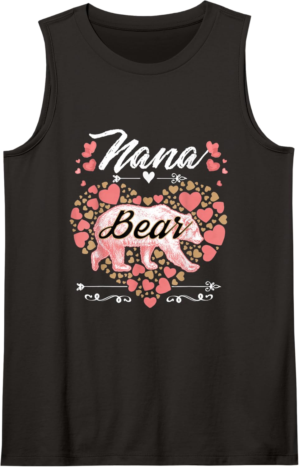 Nana Bear Shirt for Women - Sweet Mother's Day and Birthday Sleeveless Tank Top - Black