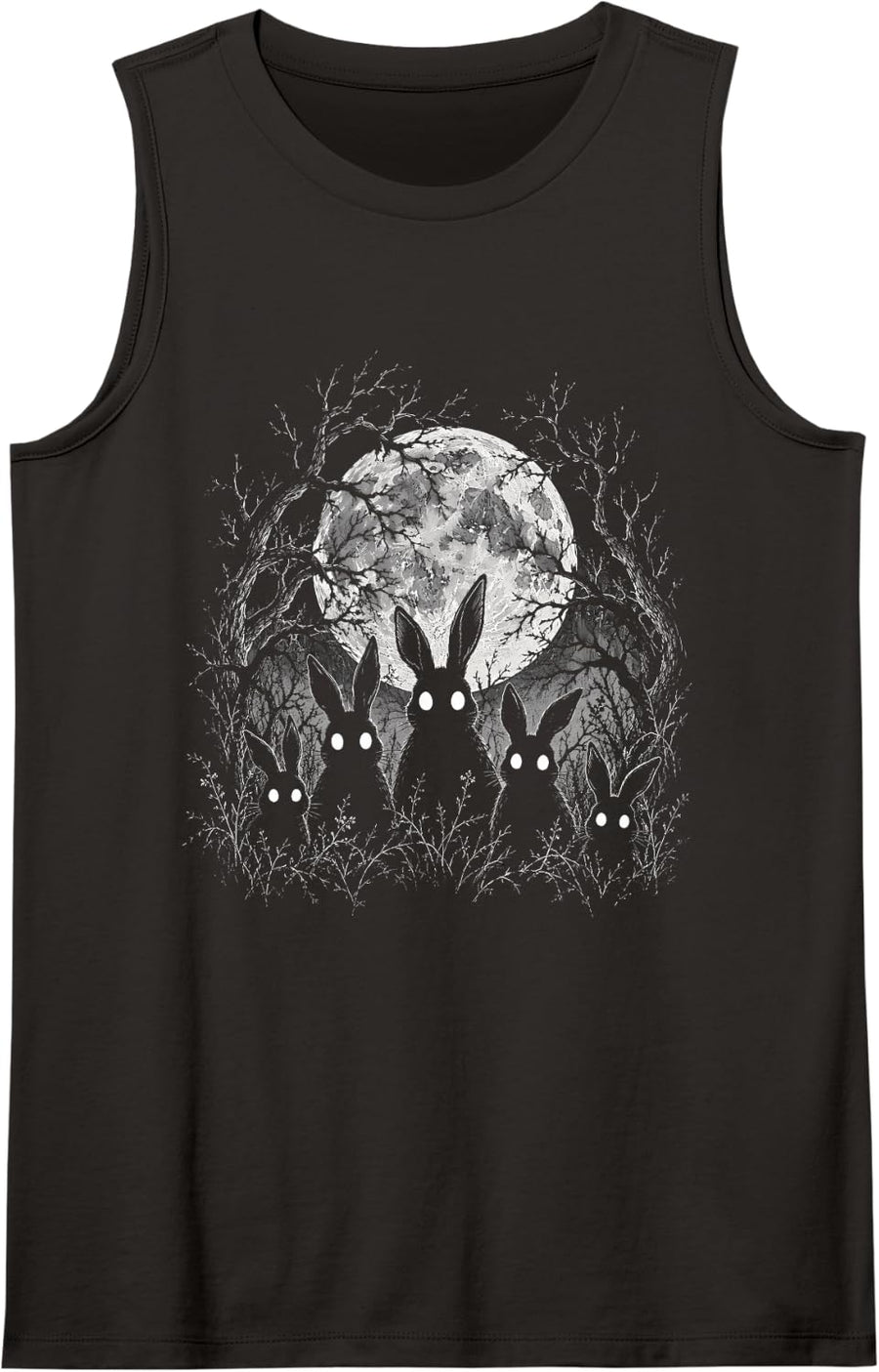 Creepy Cute Rabbits Alt Goth Grunge Horror Bunny Aesthetic Sleeveless Tank Top - Black