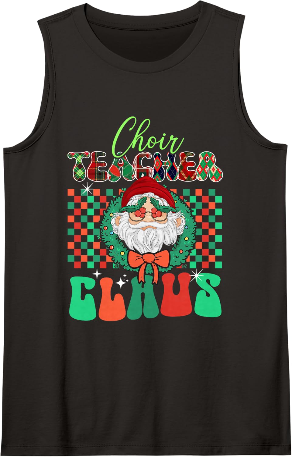 Choir Teacher Santa Claus Matching Christmas Funny Xmas Sleeveless Tank Top - Black