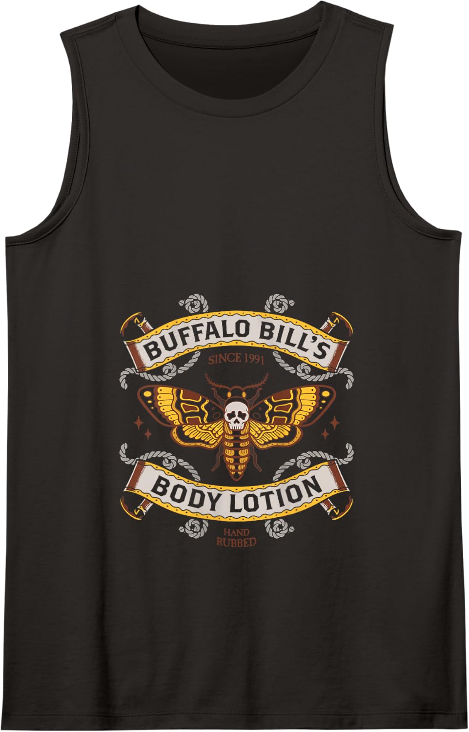 Goth Body Lotion - Deaths Head Moth - Vintage Tattoo Tank Top - Black