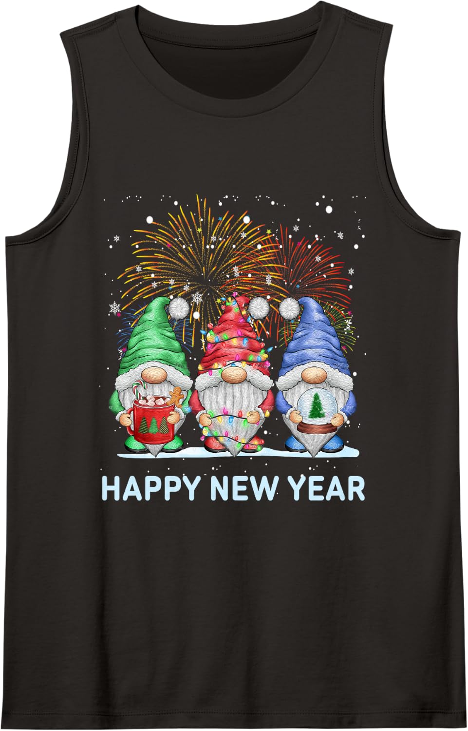 New Years Eve Party Gnomes Matching Family Outfit Costume Sleeveless Tank Top - Black