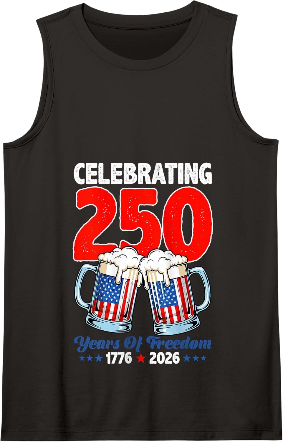 Celebrating 250 USA Years of Freedom 1776 2026 Beer Lovers Tank Top - Black