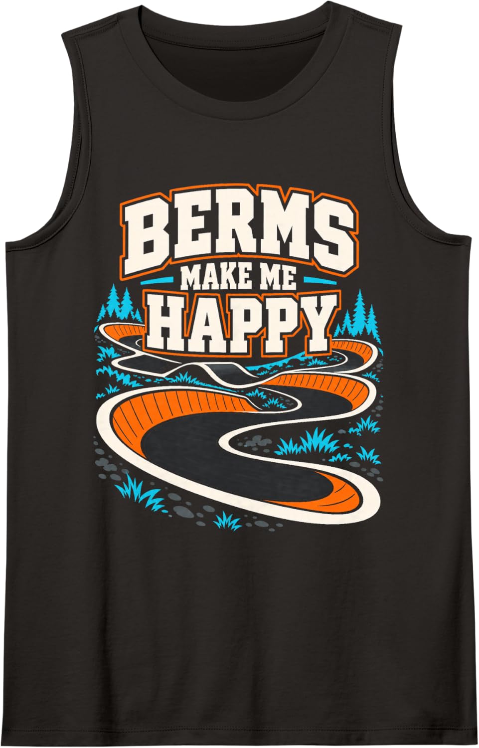 Pump Track Mountain Bike Cycling Rider Dirt Track Sleeveless Tank Top - Black