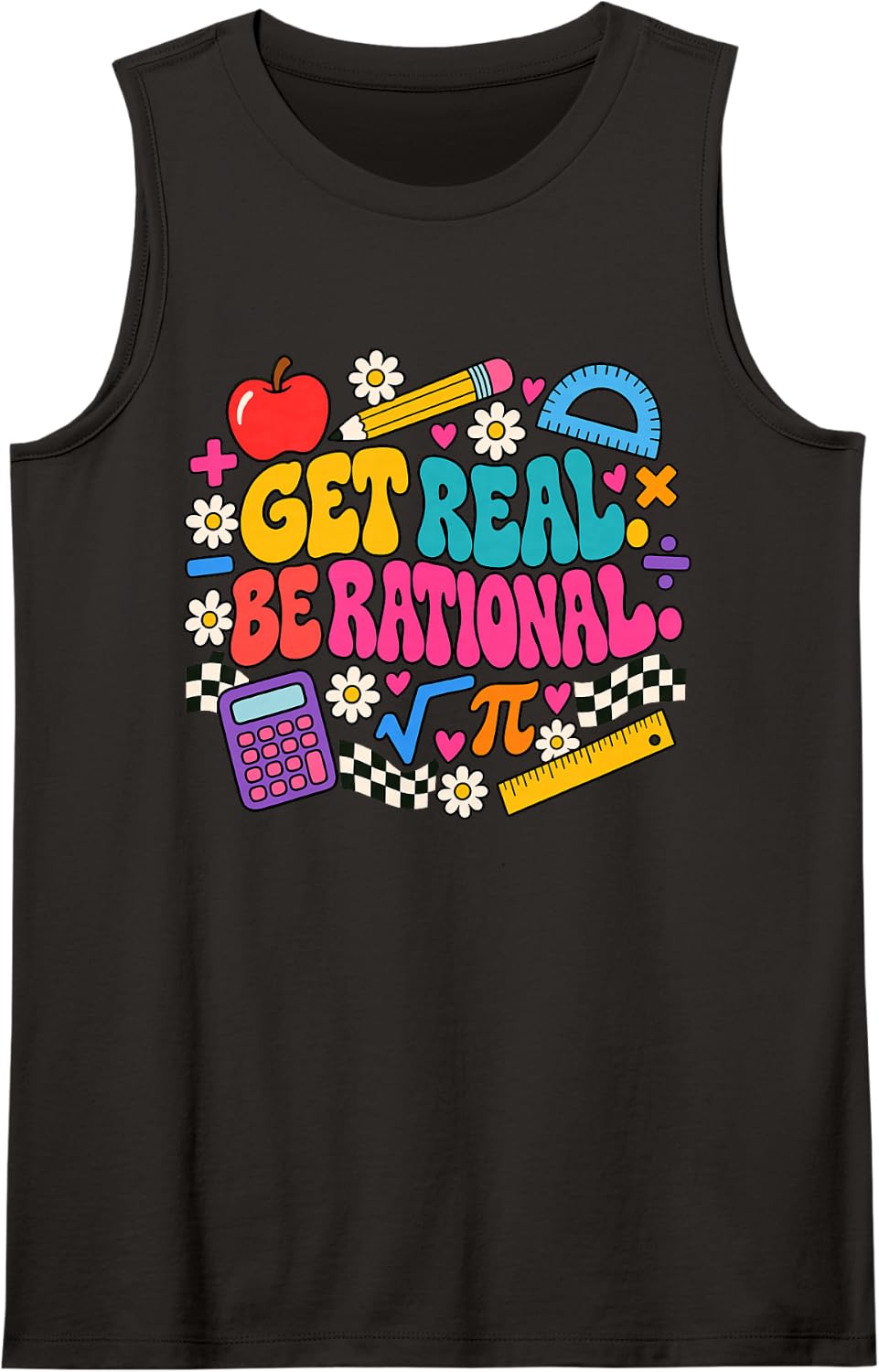 Groovy Math Teacher Student Rational Pun Classroom Sleeveless Tank Top - Black