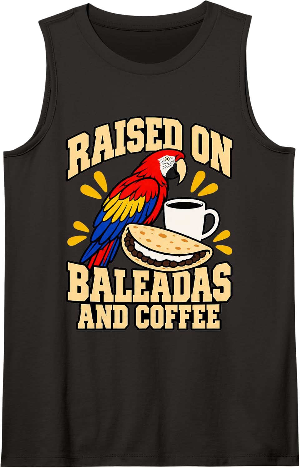 Honduran Raised On Baleadas and Coffee Dad Scarlet Macaw Sleeveless Tank Top - Black
