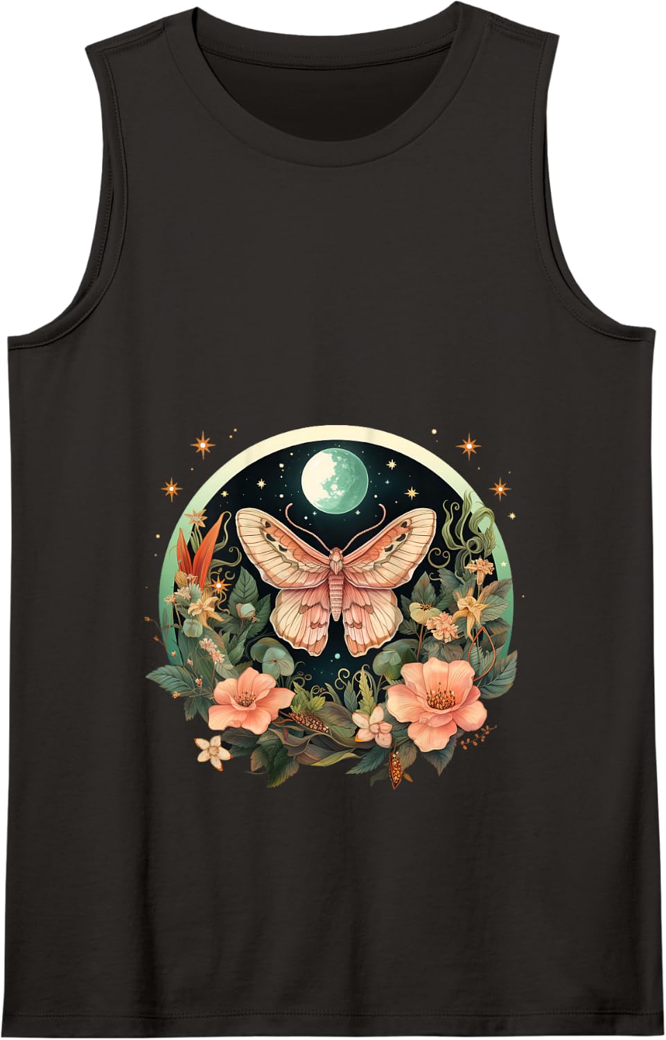 Luna Moth Grunge Fairycore Naturecore Witchy Dark Academia Tank Top - Black