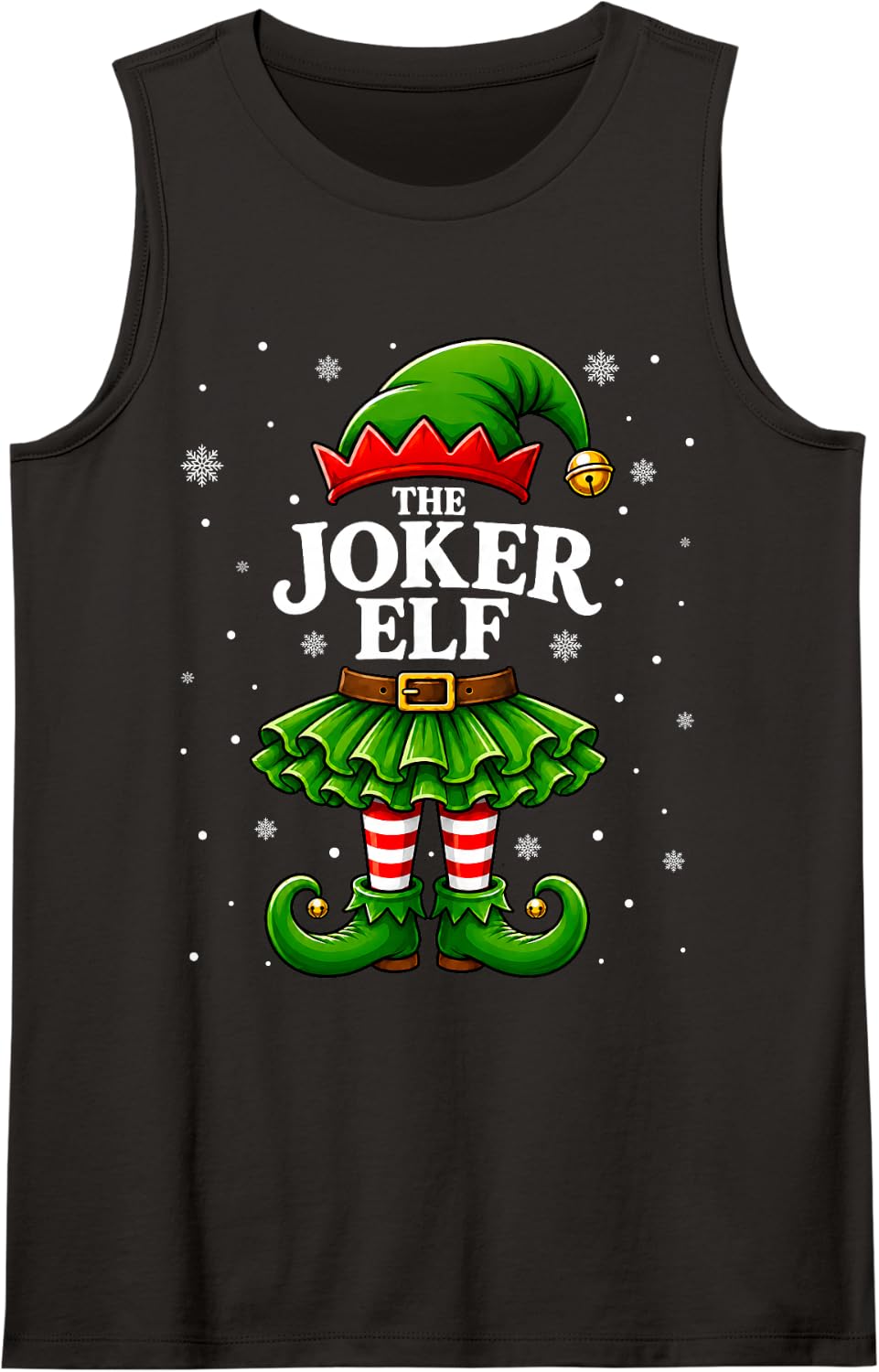 Joker Elf Christmas Matching Family Women Girls Xmas Sleeveless Tank Top - Black