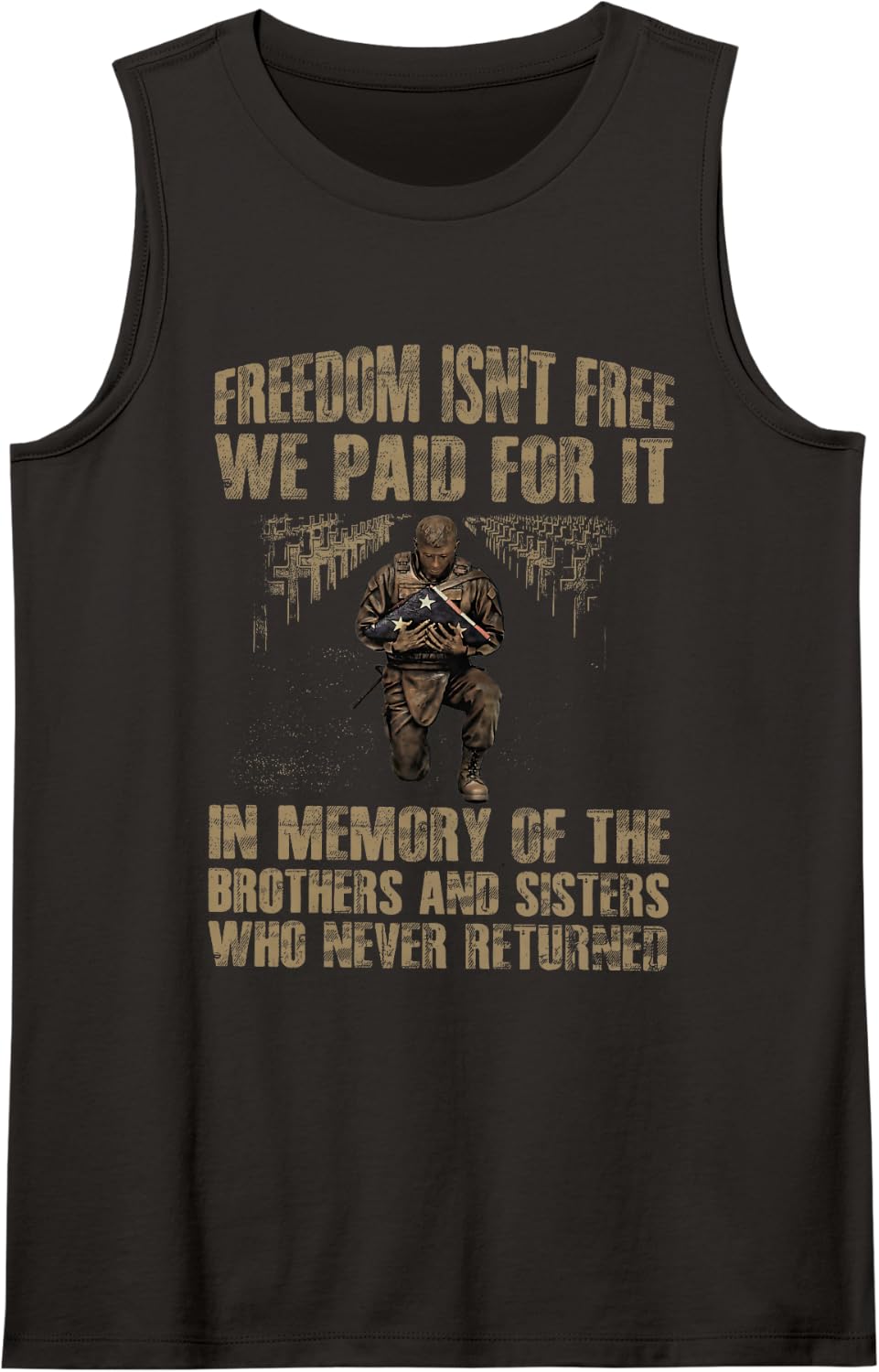 Freedom Isn't Free We Paid for It Veteran's Day Memorial Day Sleeveless Tank Top - Black