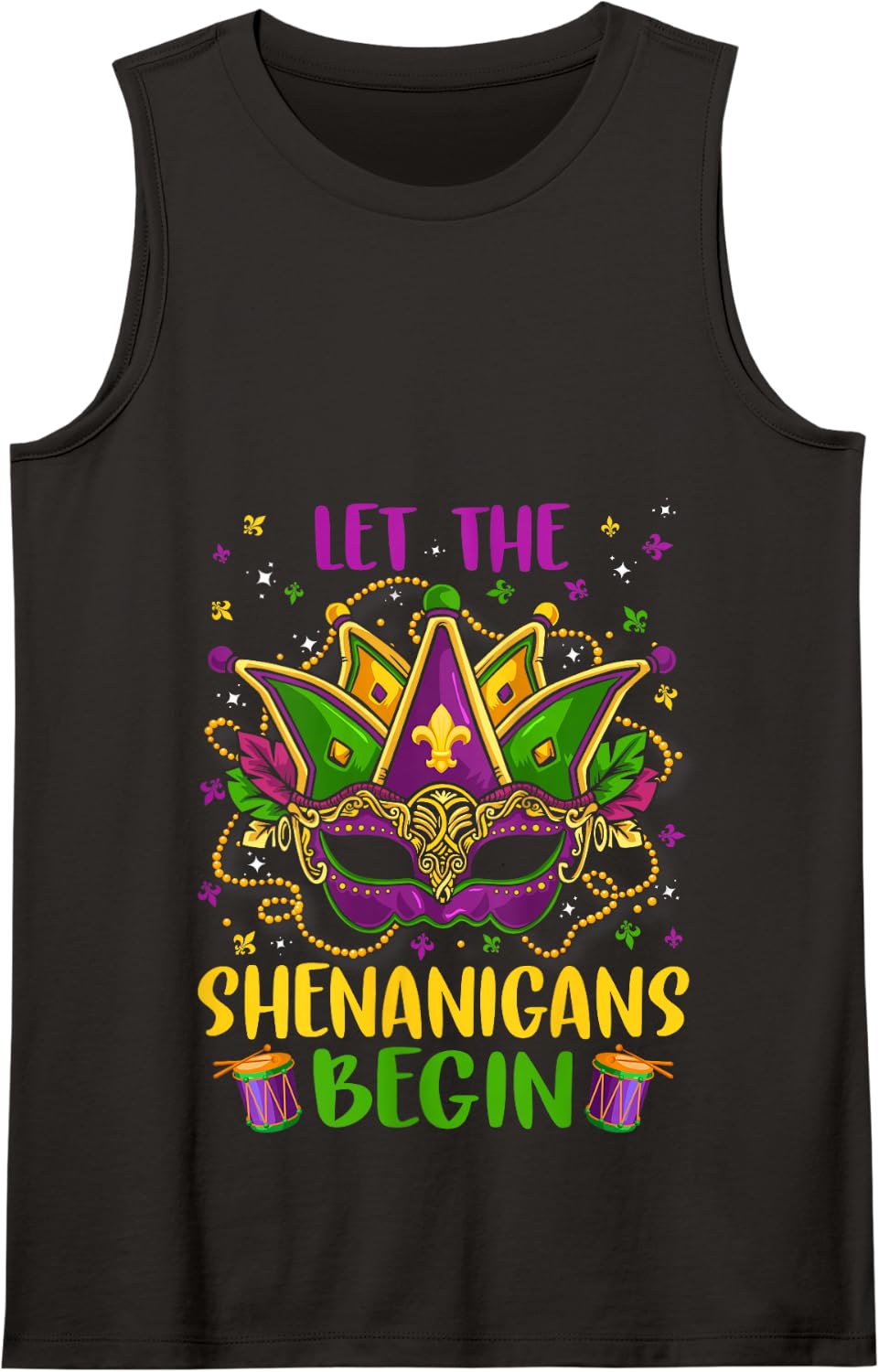 Let Funny Shenanigans Begin Mardi Gras Kids Men Women Tank Top - Black
