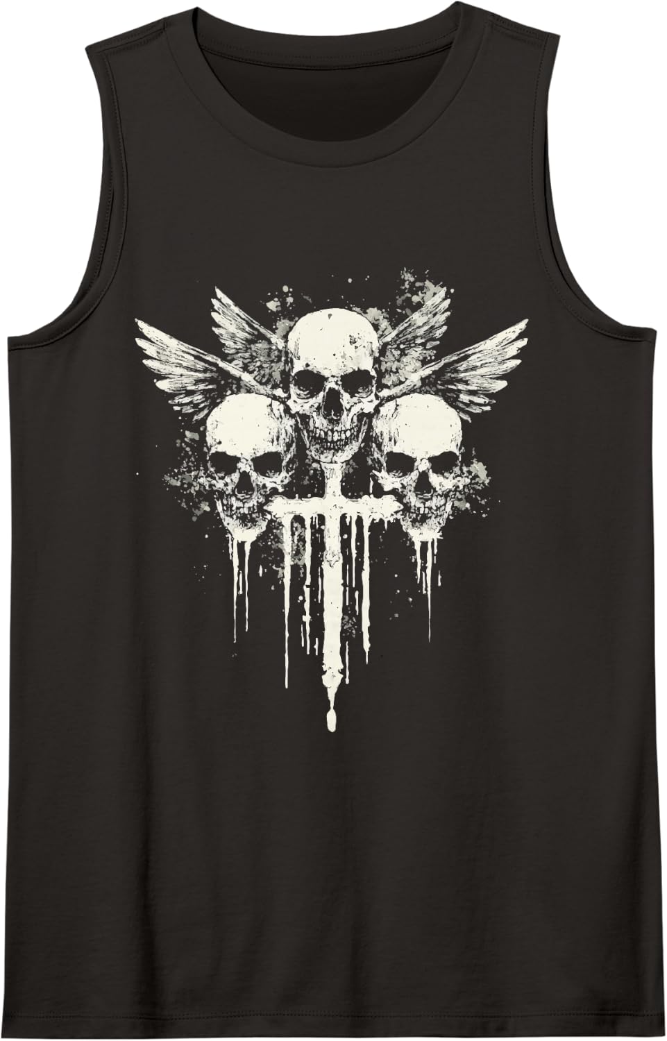 Skull Cross Goth Gothic Emo Alt Grunge Aesthetic Y2K Sleeveless Tank Top - Black