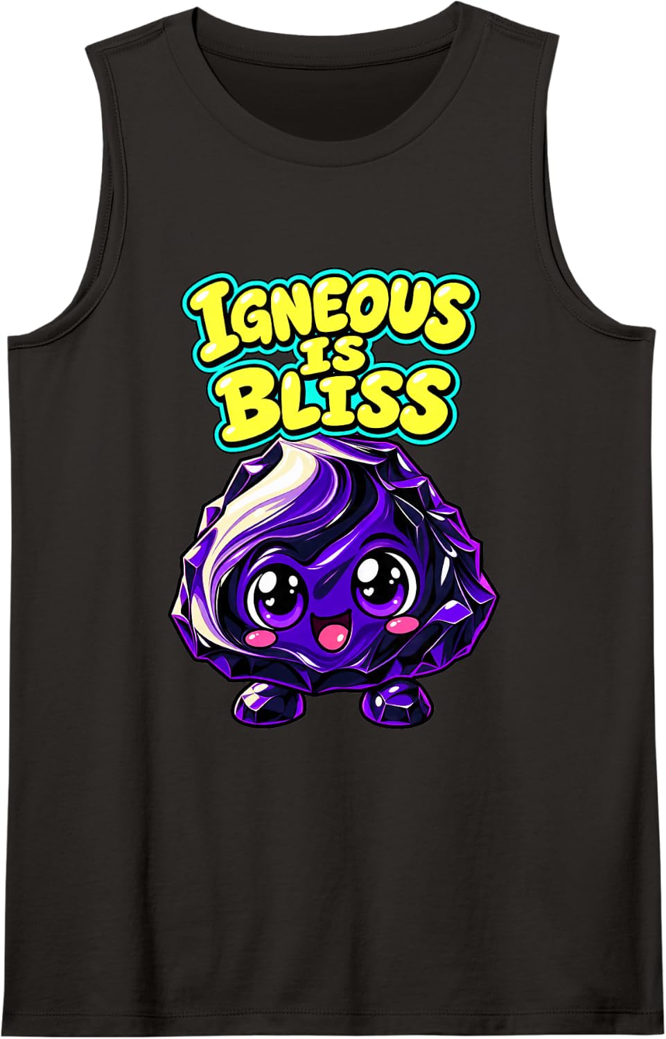 Geology Igneous is Bliss Cute Rock Collector Girls Sleeveless Tank Top - Black