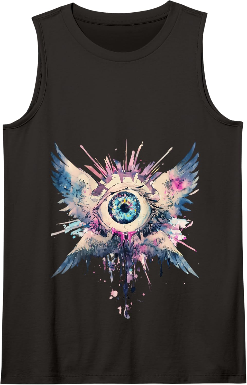 Biblically Accurate Angel Seraphim Ophanim Pastel Goth Tank Top - Black