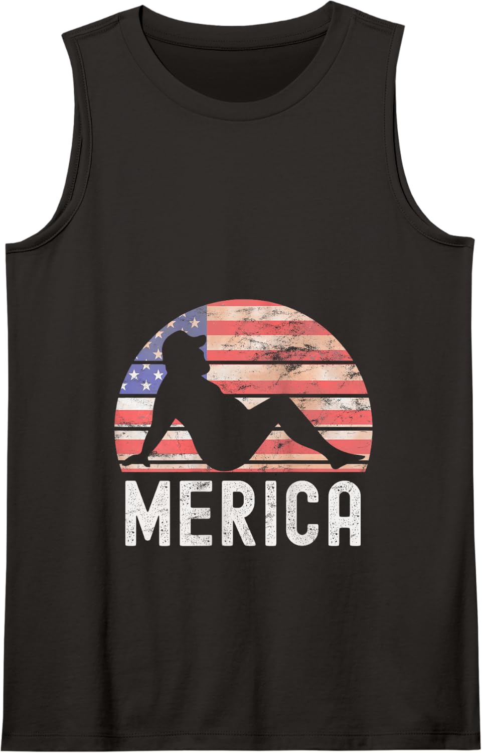 Merica Funny Patriotic USA Flag Design American Tank Top - Black