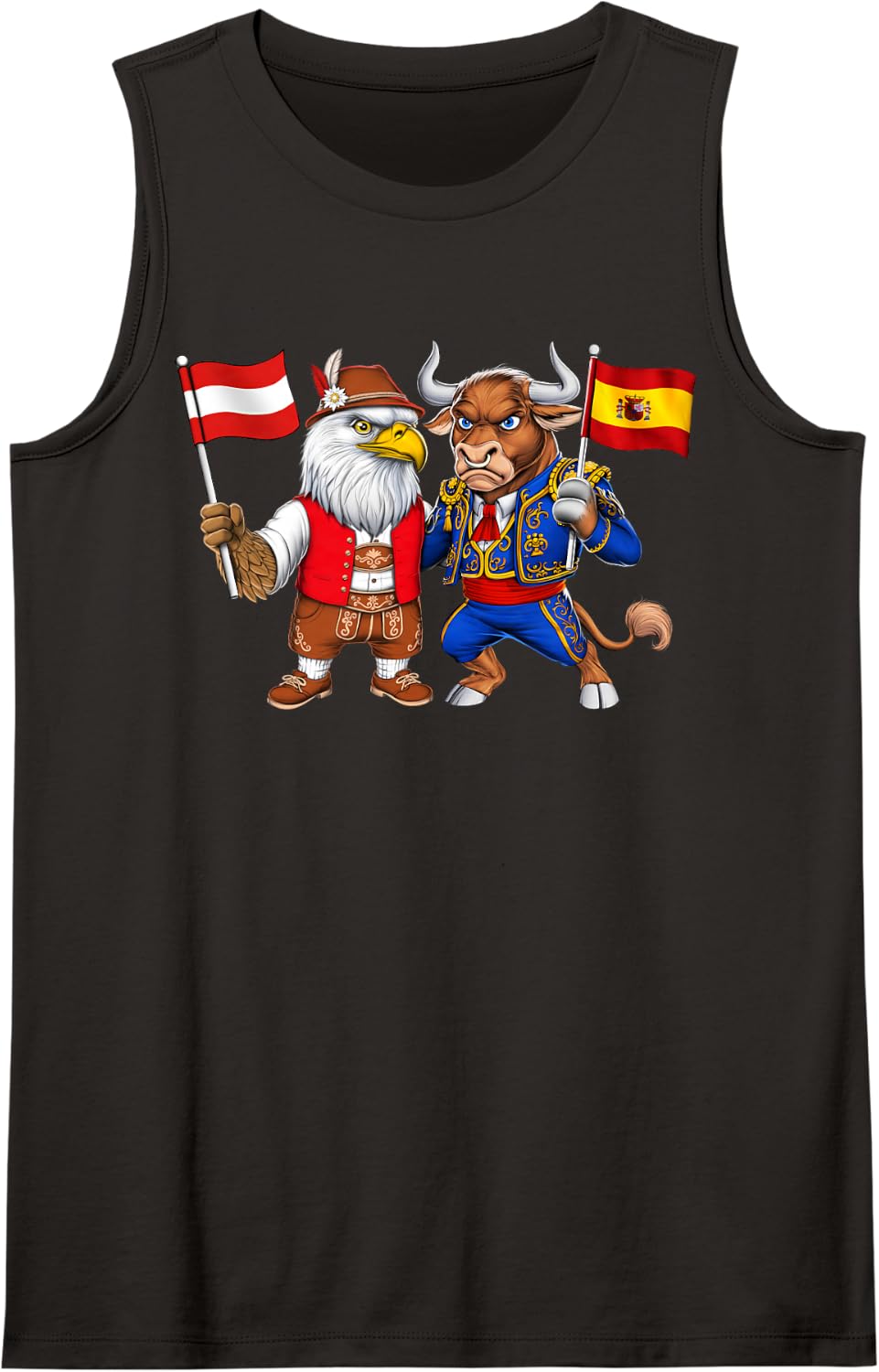 Spain Austria Flag Spanish Austrian Roots Spanish Heritage Sleeveless Tank Top - Black