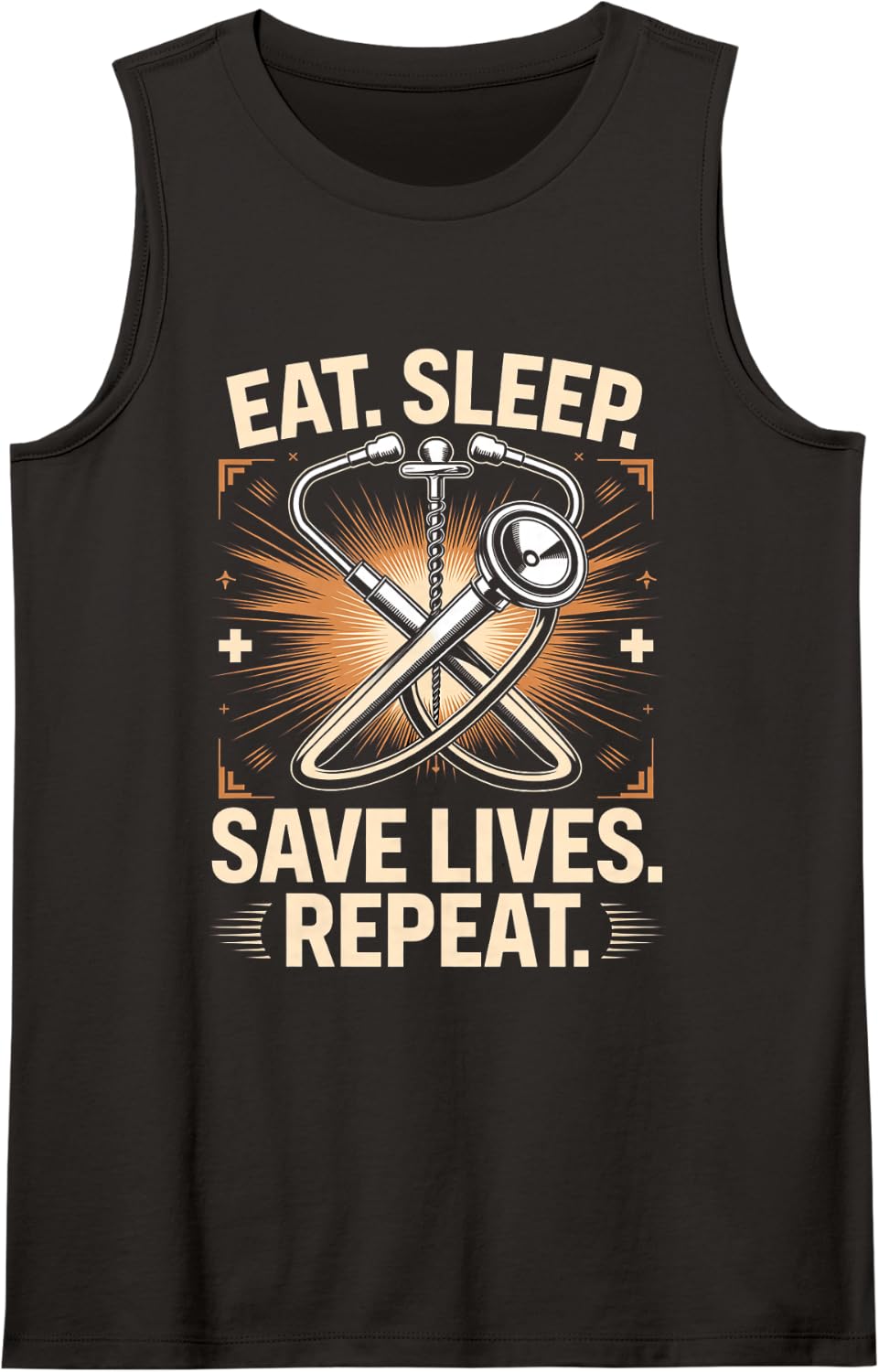 Eat Sleep Save Lives Repeat Physician Assistant PA Sleeveless Tank Top - Black