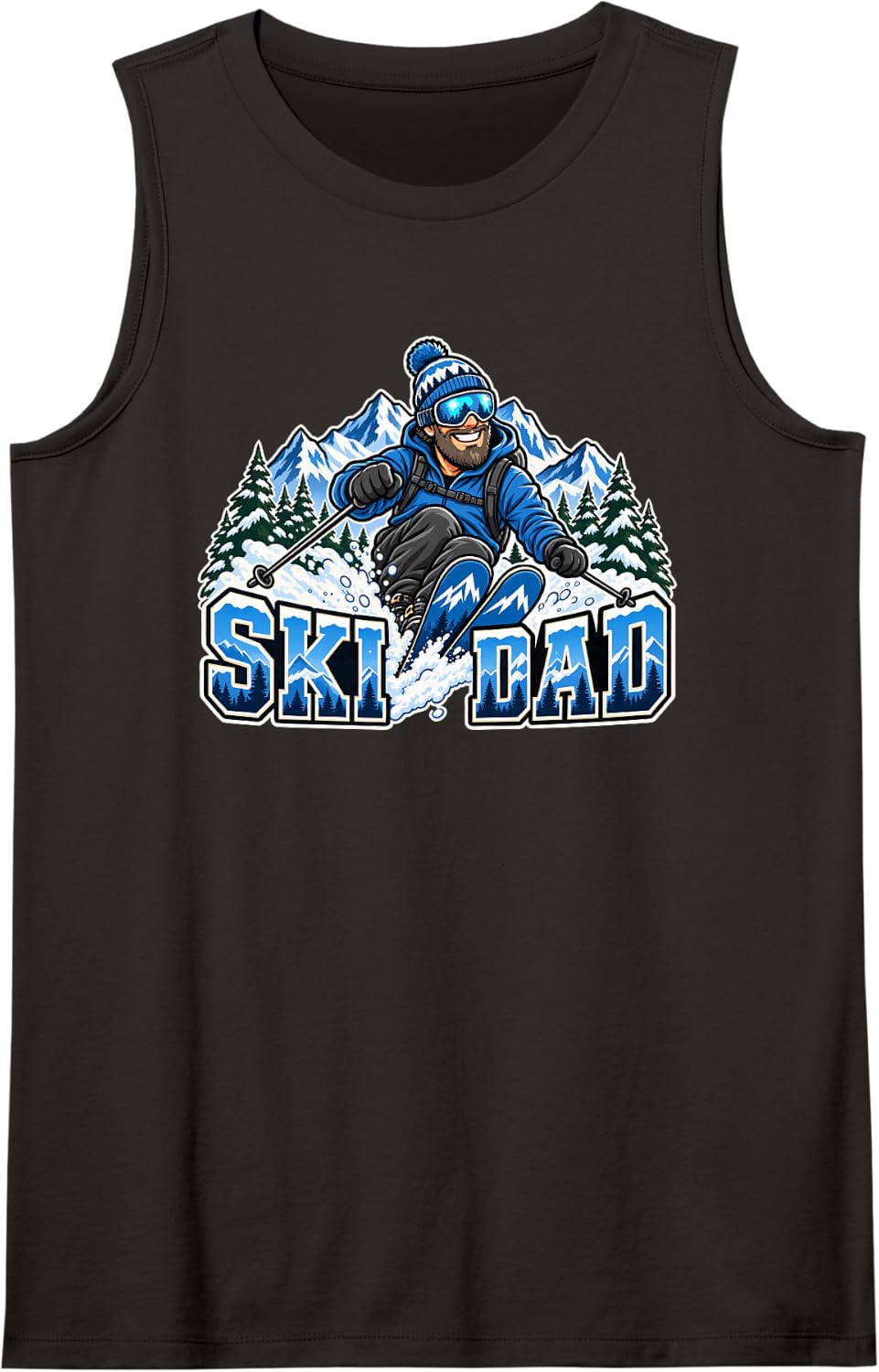 Ski Dad Winter Sports Mountain Snowboarding Skier Enthusiast Sleeveless Tank Top - Black