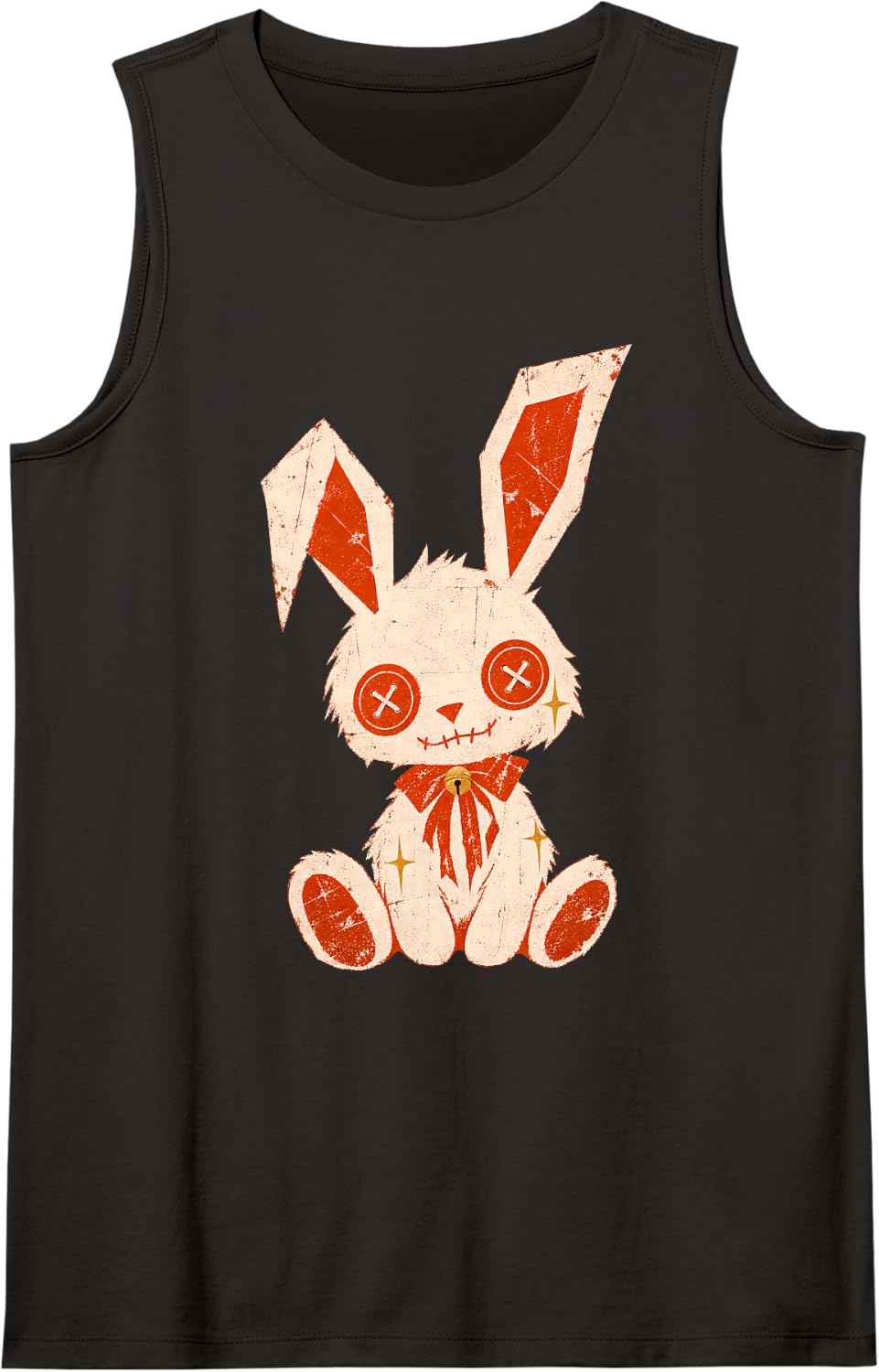 Goth Bunny Creepy Cute Alt Grunge Aesthetic Horror Sleeveless Tank Top - Black