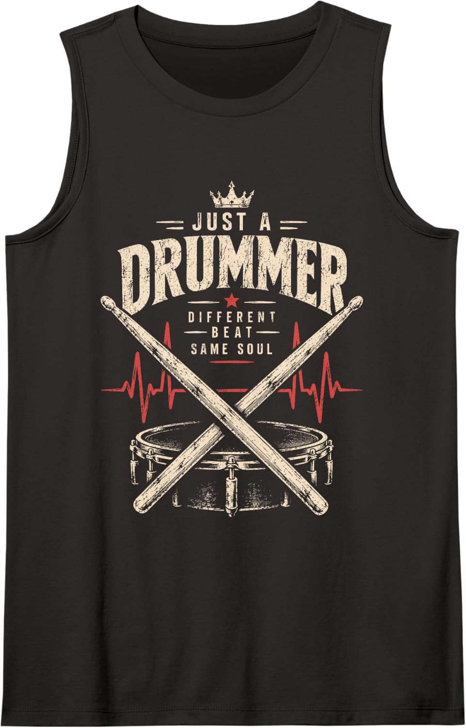 Just A Drummer Different Beat Same Soul Retro Sleeveless Tank Top - Black