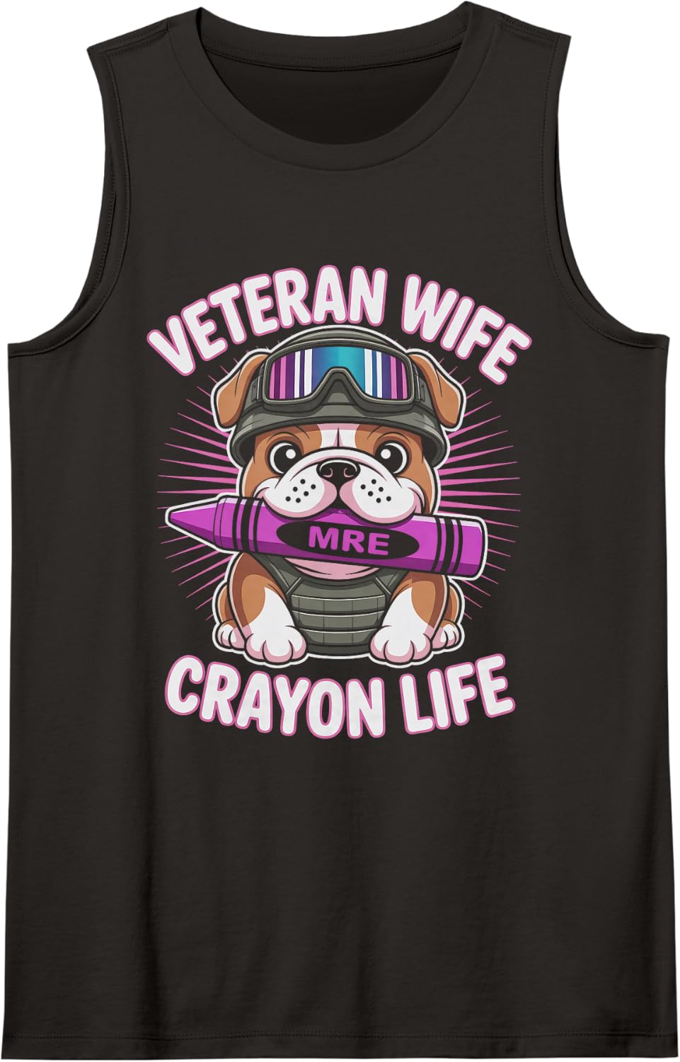 Funny Veteran Wife Crayon Life Vietnam Vet Squad Officer Mom Sleeveless Tank Top - Black