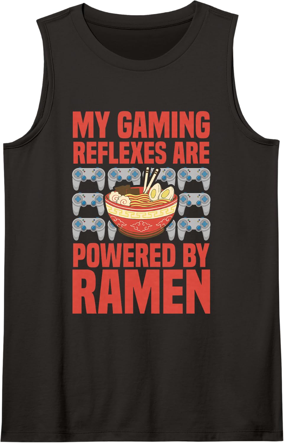 Ramen Gaming Video Game Anime Sleeveless Tank Top - Black