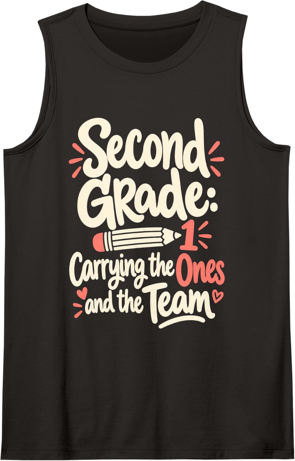 Second Grade Teacher Carrying Ones Team Math Humor Sleeveless Tank Top - Black