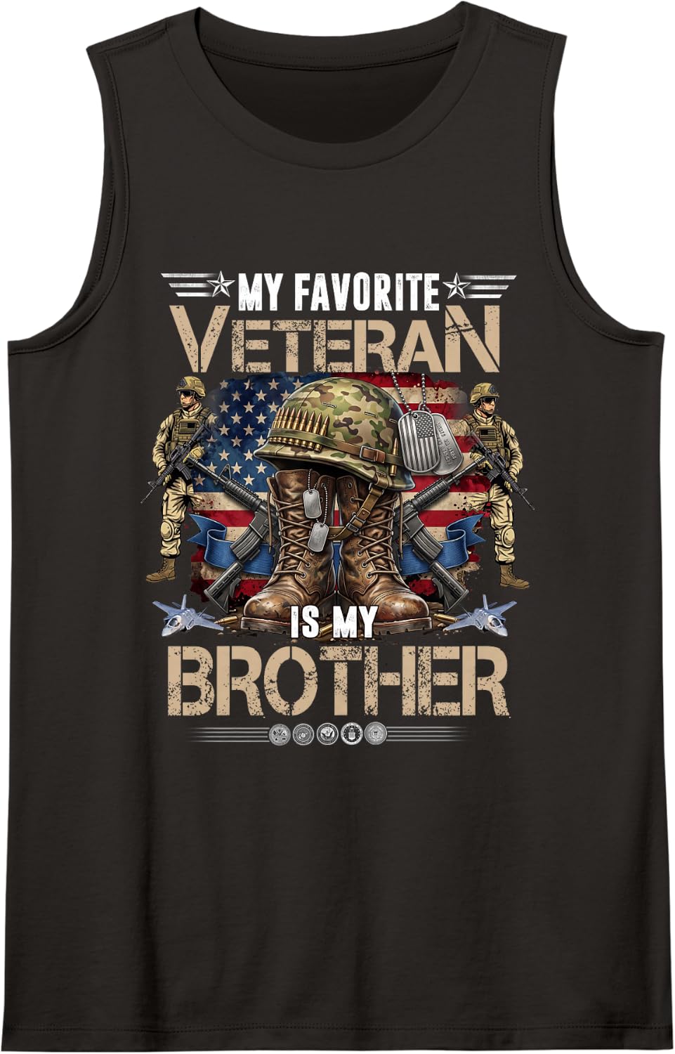 My Favorite Veteran is My Brother Father's Day Veteran Day Sleeveless Tank Top - Black