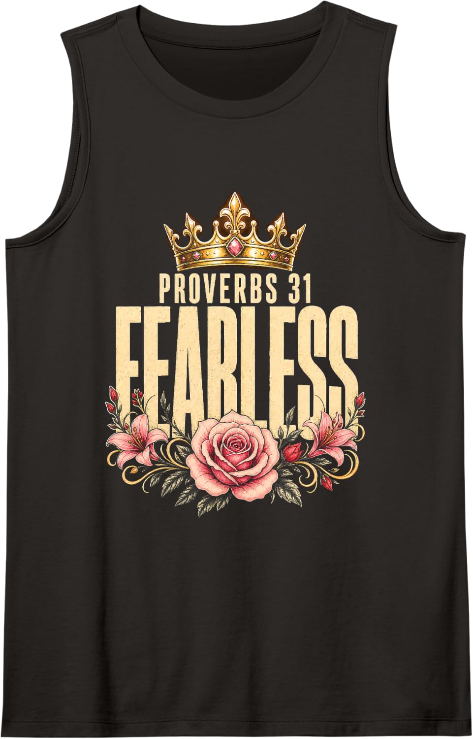 Faith Over Fear Proverbs 31 Woman Fearless Christian Women Sleeveless Tank Top - Black