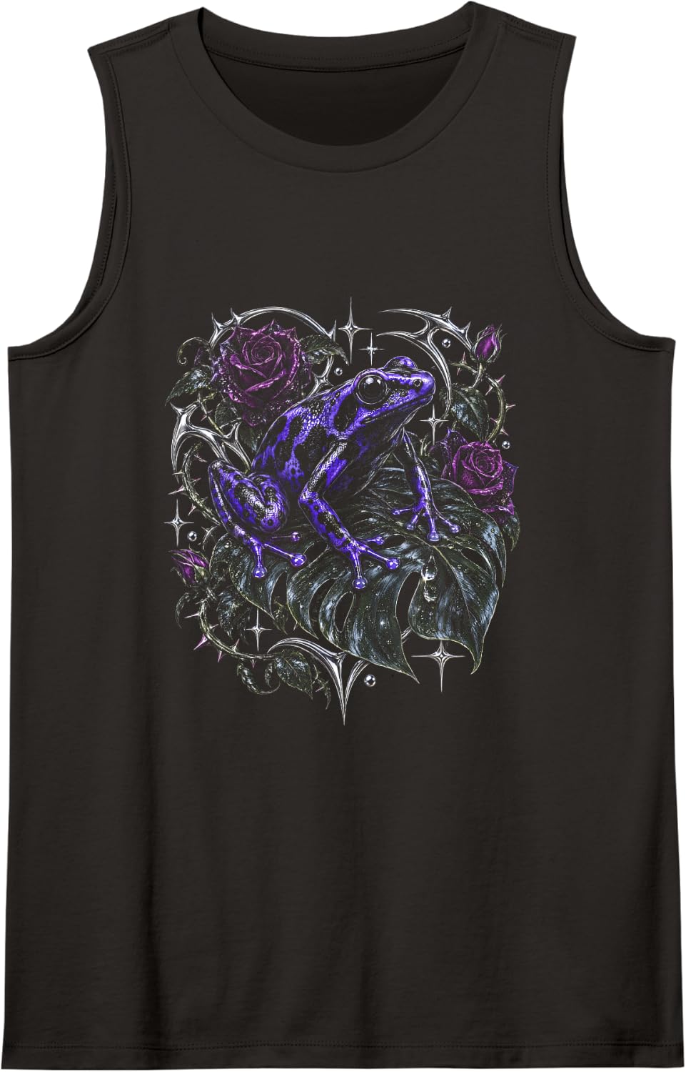 Goth Roses - Purple Poison Frog Sleeveless Tank Top - Black