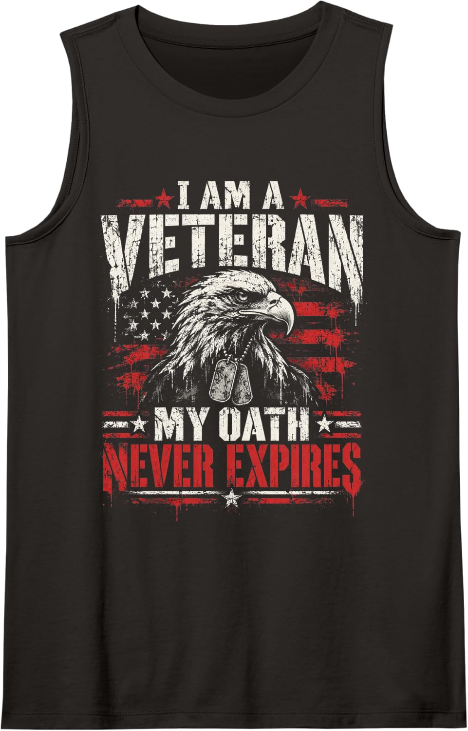 I Am A Veteran My Oath Never Expires Veterans Day Sleeveless Tank Top - Black