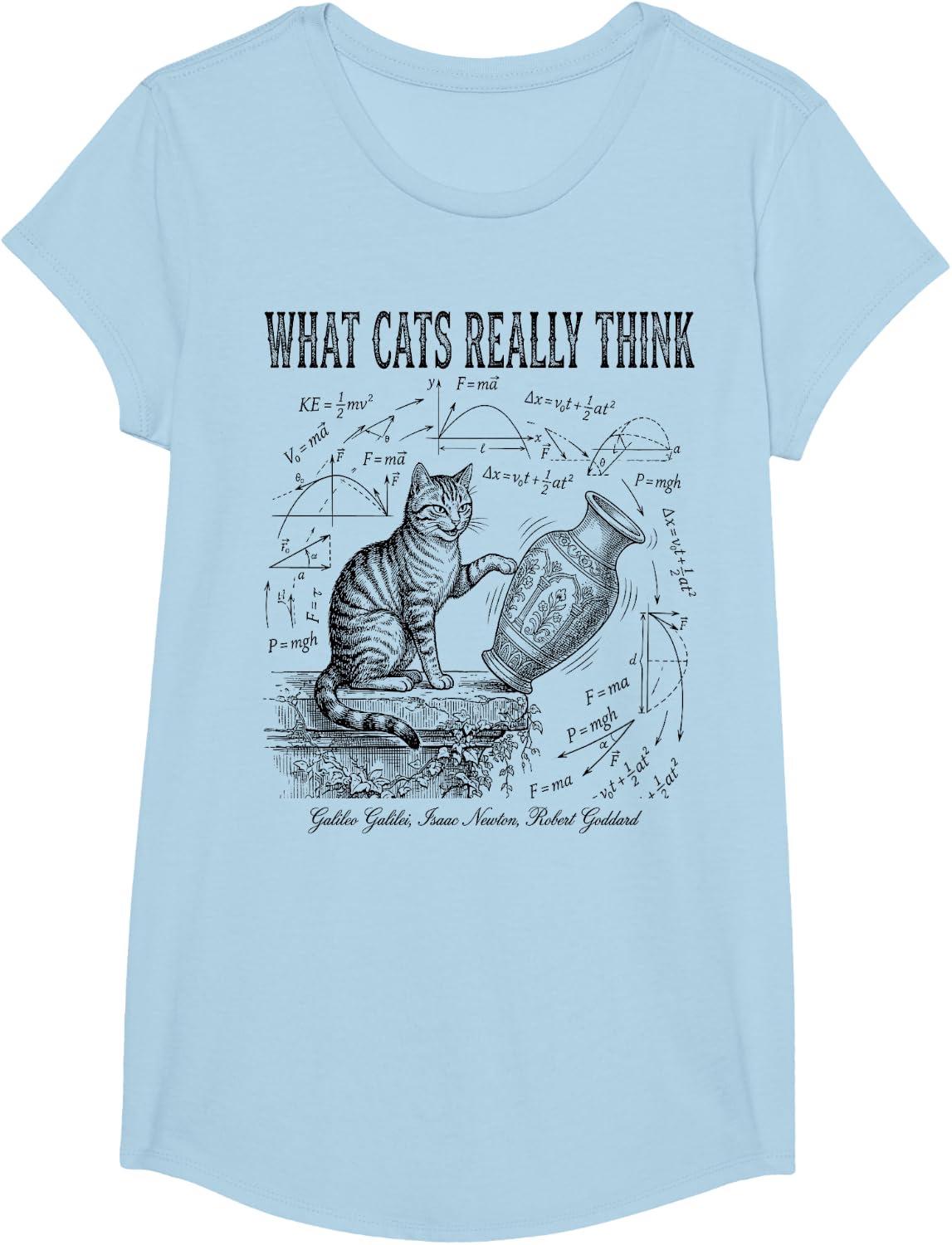 Funny Science What Cats Really Think Physics Nerd Humor T-Shirt - Girls Baby Blue