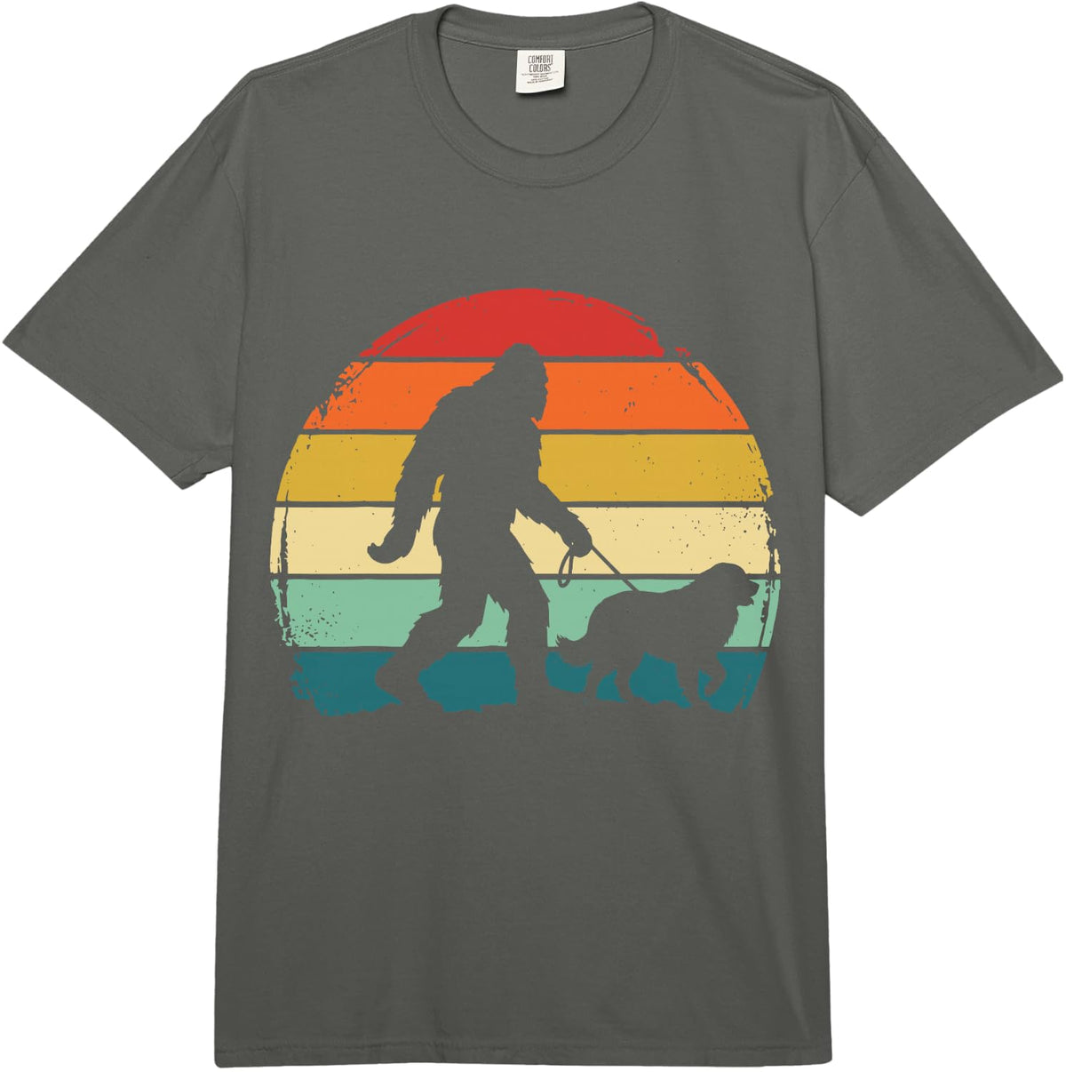 Great Pyrenees Bigfoot Retro Comfort Colors Adult Heavyweight T-Shirt - Adult Unisex Dark Grey