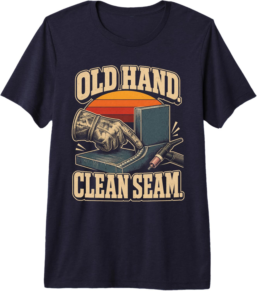 Old Hand Clean Seam Welding Fabrication Welder Premium Tri-Blend T-Shirt - Navy Blue
