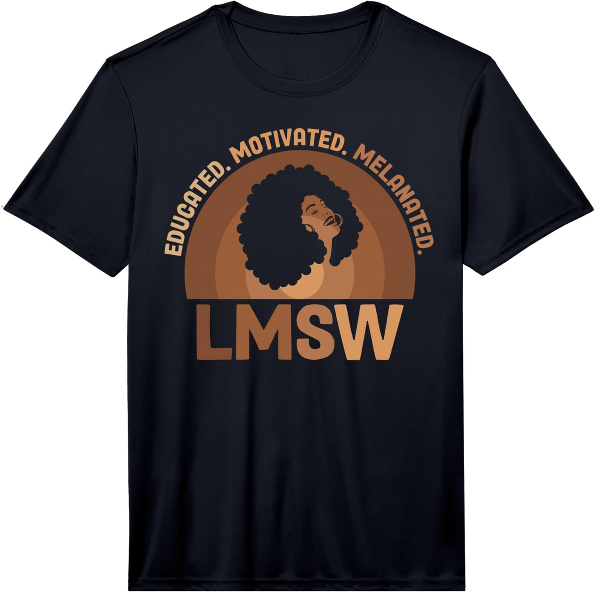 Mens Educated Melanated LMSW Black Licensed Master Social Worker Performance T-Shirt - Black