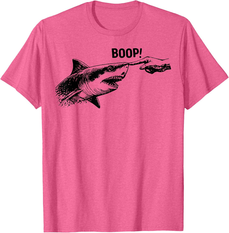Funny Boop Shark Meme, Funny Shark Humor T-Shirt - Pink Heather