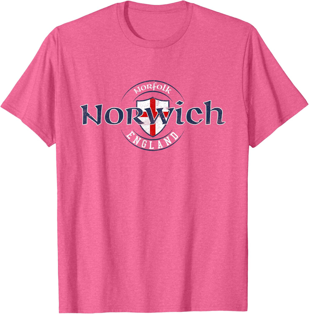 Norwich Norfolk England English Flag T-Shirt - Pink Heather