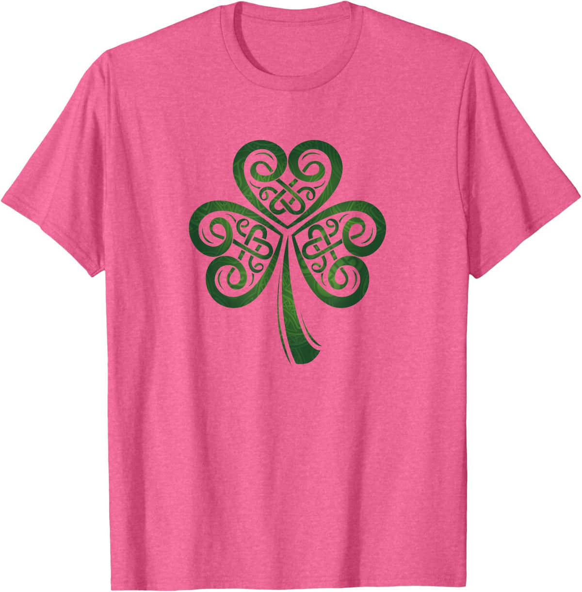 Heart of Ireland Shamrock Celtic Knot Irish Shirt in Green T-Shirt - Pink Heather
