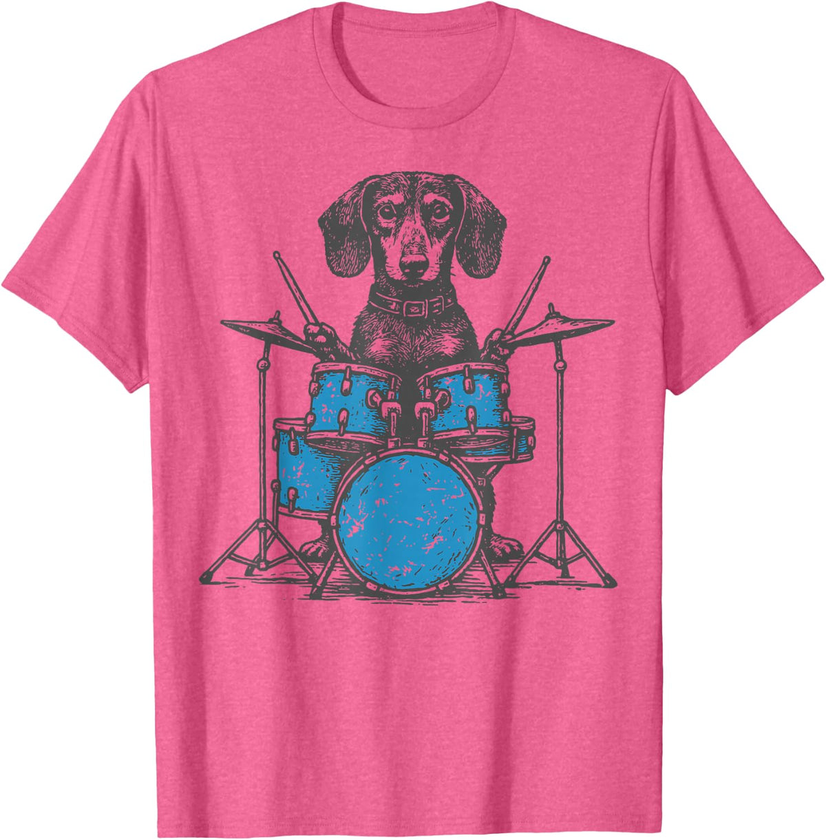 Dachshund Drummer Wiener Dog Drum Set T-Shirt - Pink Heather