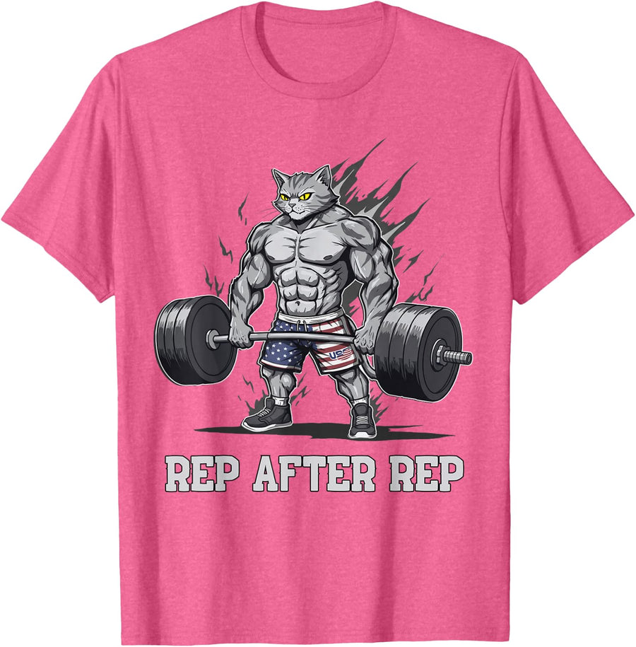 Anime Cat Pump Covers Gym Men Women Workout T-Shirt T-Shirt - Pink Heather