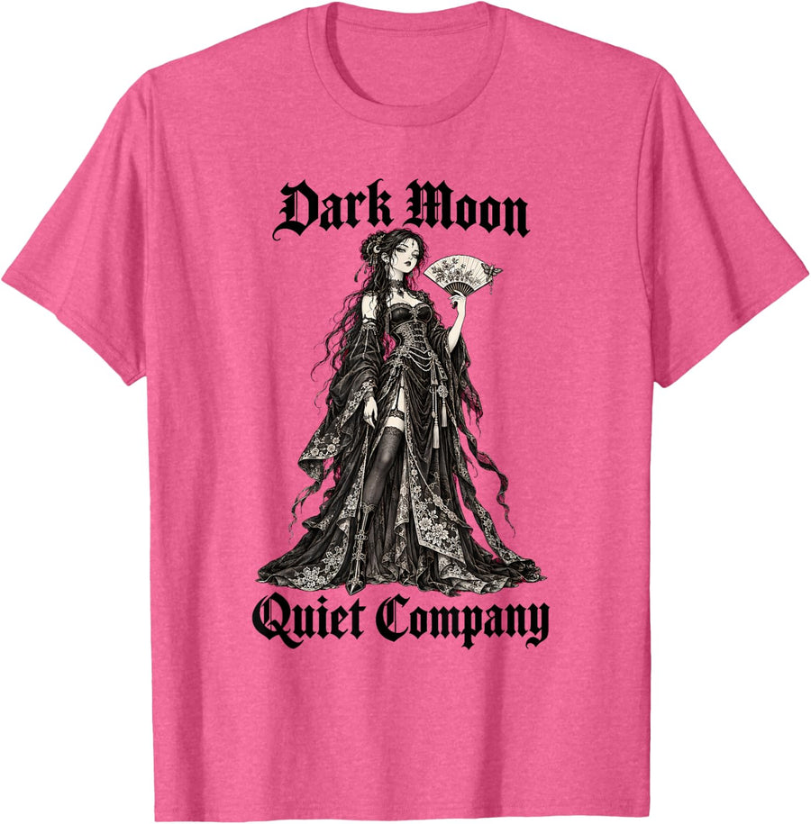 Dark Moon Quiet Company Goth Aesthetic T-Shirt - Pink Heather