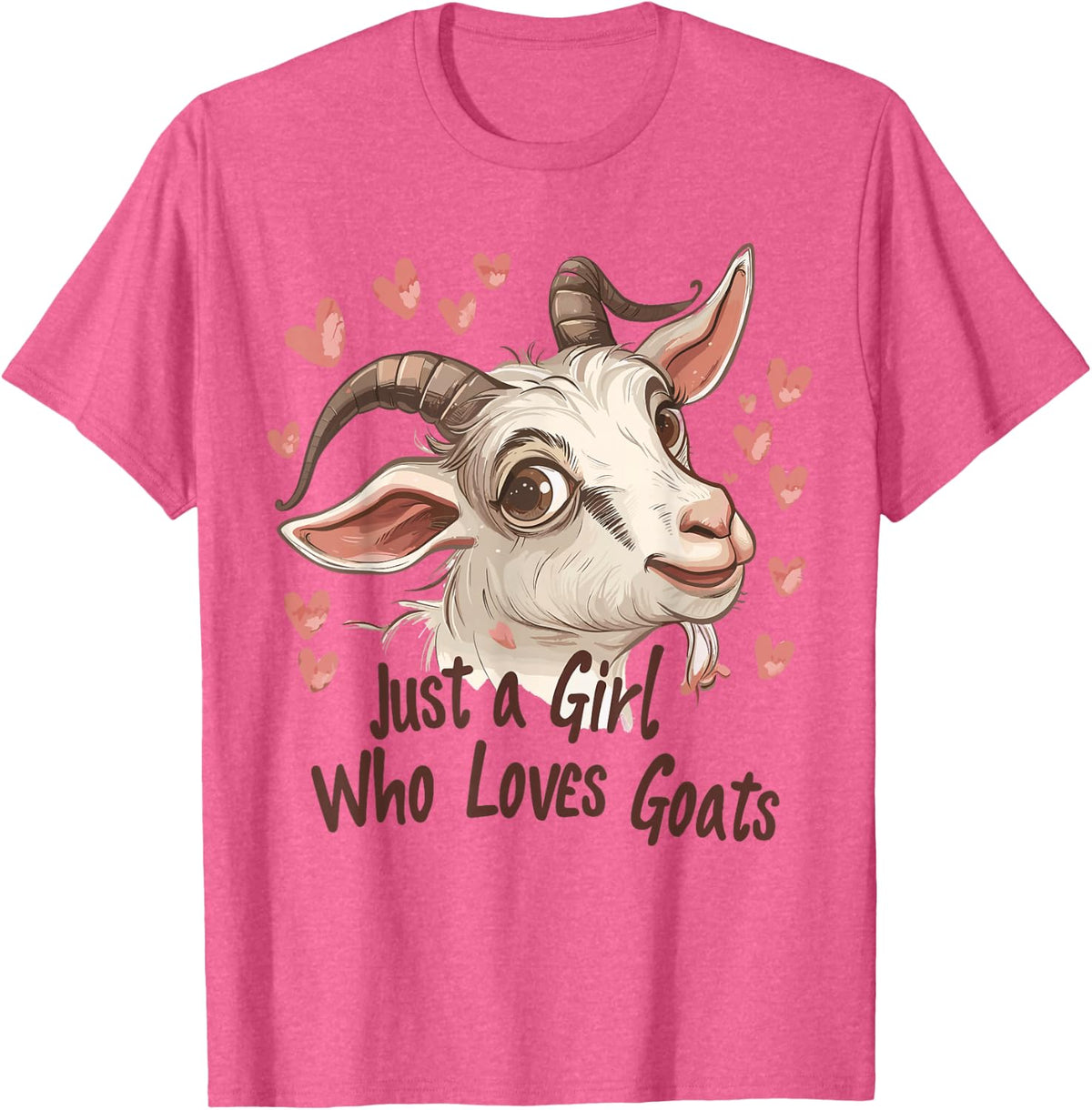 Cute Goats Lovers Gift For Girls Just A Girl Who Loves Goats T-Shirt - Pink Heather