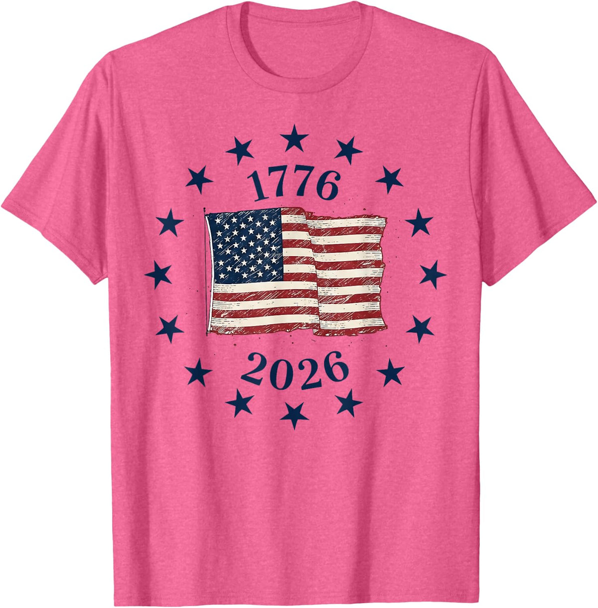 1776-2026 American Flag USA 250th Anniversary Men Women T-Shirt - Pink Heather