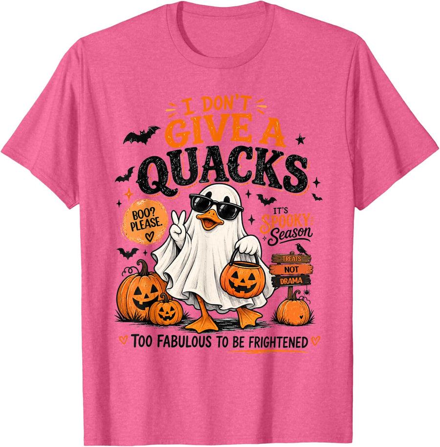 Halloween Duck Lover I Don’t Give Quacks It’s Spooky Season T-Shirt - Pink Heather